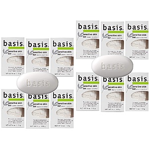 6-Count 4-Oz Basis Sensitive Skin Bar Soap w/ Chamomile & Aloe Vera 2 for $8.25 ($0.68 each soap) w/ S&S + Free Shipping w/ Prime or on $35+