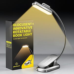 Prime Members: Glocusent Rotatable Rechargeable & Dimmable Book Light w/ Timer (Gray) $2.70 + Free Shipping