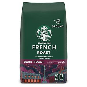 28-Oz Starbucks Coffee: French Roast Dark Roast Ground Coffee or Pike Place Medium Roast Whole Bean $13.30 w/ S&S + Free Shipping w/ Prime or on $35+