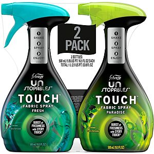 2-Pack 16.9-Oz Febreze Unstopables Touch Fabric Spray & Odor Fighter (Fresh & Paradise or Fresh & Breeze) $7.45 w/ S&S + Free Shipping w/ Prime or on $35+