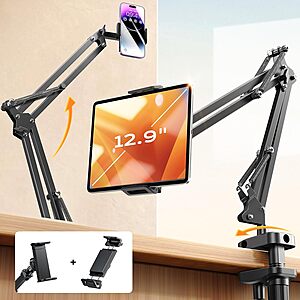 Lisen Carbon Steel Adjustable Arm Tablet/Phone Desk Mount w/ 2 Clamps $16.95 + Free Shipping w/ Prime or on $35+
