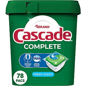 78-Count Cascade Complete Dishwasher Pods (Fresh Scent) $9.65 w/ S&S + Free Shipping w/ Prime or on $35+