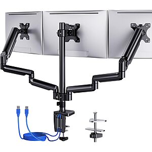 Prime Members: ErGear Dual-Gas Spring Arm Triple Monitor Stand Mount (Up to 27") $42.40 + Free Shipping
