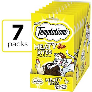 Select Amazon Accounts: 7-Pack 1.5-Oz Temptations Meaty Bites Soft & Savory Cat Treats (various flavors) $7.60 w/ S&S + Free Shipping w/ Prime or on $35+