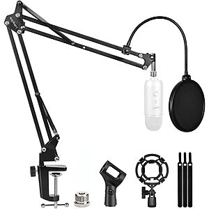 Luling Arts Suspension Boom Arm Microphone Stands w/ Double Layered Screen Pop Filter $9.60 + Free Shipping w/ Prime or on $35+