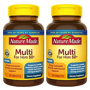Select Nature Made Vitamins & Supplements: Buy 1 Get 1 Free & 35% Off: 90-Ct Multivitamin for Him 50+ Tablets 2 for $7.70 & More w/ S&S + Free Shipping w/ Prime or on $35+