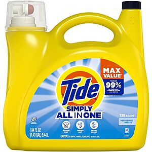 Prime Members: 184-Oz Tide SImple Liquid Laundry Detergent (Refreshing Breeze) + $3 Amazon Credit $10.45 & More w/ S&S + Free Shipping