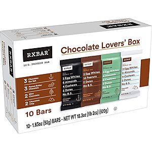 RXBAR Protein Bars: 10-Count Chocolate Variety Pack $11.25, 12-Count Peanut Butter Chocolate $14.85 & More w/ S&S + Free Shipping w/ Prime or on $35+