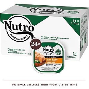 Select Amazon Accounts (YMMV): 24-Count 3.5-Oz NUTRO Adult Natural Grain-Free Wet Dog Food (Tender Chicken, Sweet Potato & Pea Stew) $21.85 & More w/ S&S + FS