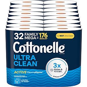32-Count Cottonelle Toilet Paper Family Mega Rolls (Ultra Clean) $24.10 w/ S&S + Free Shipping w/ Prime or on $35+