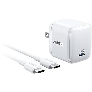 Anker - PowerPort PD 30W Bundle with USB C to C Cable 6ft Fast Charger for Mobile devices and Tablets - White $17.99 or $9.99 Open Box at Best Buy