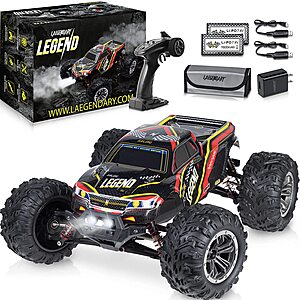 LAEGENDARY Remote Control Car - 4x4 Off Road RC Cars for Adults & Kids - Battery-Powered, Hobby Grade, Waterproof Truck - Reaches up to 30+ MPH - Black - Red - $56.20
