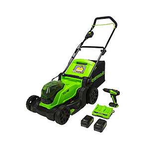 Greenworks 48V 17" Lawn Mower w/ (2) 4.0AH Batteries + Bonus Drill/Driver $199 + Free Shipping