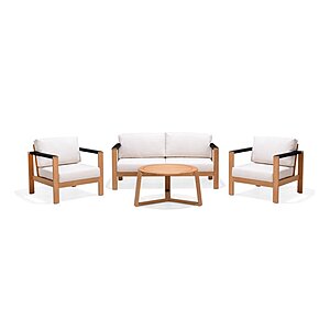 Better Homes & Gardens Braxton 4-Piece Wood Deep Seating Patio Set - $498 (was $1398) + FS @ Walmart