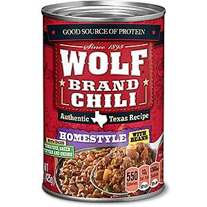 Amazon: Wolf Brand Homestyle Chili With Beans, 15 oz, 12 Pack, Free Prime Shipping $19.92
