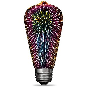 FEIT Electric ST19/PRISM/LED Infinity 3D Fireworks Effect ST19 LED Light Bulb, 1 Count (Pack of 1), Multicolor - $7.98