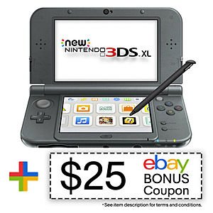 New Nintendo 3DS XL (New Black) - REFURBISHED + WARRANTY + $25 eBay Bonus (Manufacturer refurbished) $120 + FS (eBay Daily Deal)