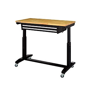 46 in. Husky Adjustable Height Work Table with 2-Drawers in Black or White $198 (Free Ship to Store) at Home Depot