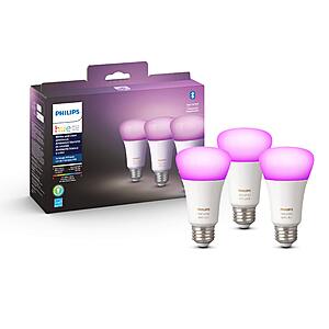 Philips Hue White and Color Ambiance A19 E26 LED Smart Bulb, Bluetooth & Zigbee Compatible (Hue Hub Optional) - 3 pack $80.99 at Amazon