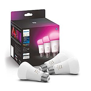 Prime Members: 44% off Philips Hue White and Color Ambiance A19 E26 LED Smart Bulb (562785), 3 Pack $75.99