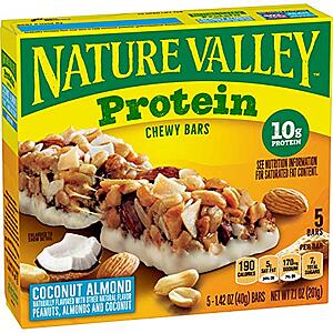 5-Count 1.42-Oz Nature Valley Protein Chewy Granola Bars (Coconut Almond) $2.50