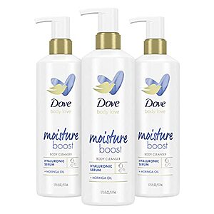 Dove Body Love Body Cleanser For Dry Skin Moisture Boost Body Wash with Hyaluronic Acid and Moringa Oil 17.5 fl oz 3 Count - $16.30 or $15.28 /w S&S - Amazon YMMV