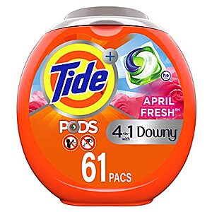 Tide PODS Plus Downy 4 in 1 HE Turbo Laundry Detergent Soap Pods, April Fresh Scent, 61 Count Tub - $12.76 /w S&S - Amazon