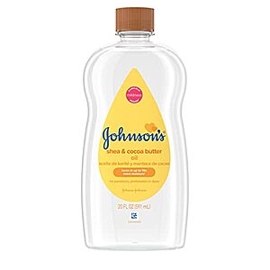 Johnson's Baby Oil, Mineral Oil Enriched with Shea & Cocoa Butter to Prevent Moisture Loss, Hypoallergenic, 20 fl. oz - $3.17 /w S&S - Amazon