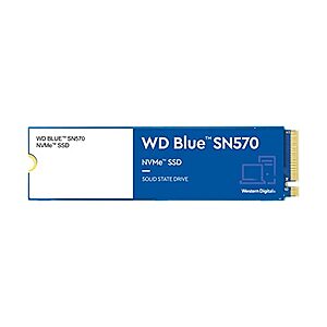 Western Digital 1TB WD Blue SN570 NVMe SSD - Gen3 x4 PCIe 8Gb/s, M.2 2280, Up to 3,500 MB/s - $57.85 + F/S - Amazon