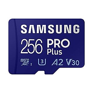 256GB Samsung Pro Plus U3 A2 V30 microSD XC Memory Card - $21.99 - Amazon