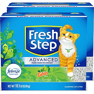 $15.11 /w S&S: Fresh Step Clumping Cat Litter, With Gain, Advanced, Extra Large, 37 Pounds total (2 Pack of 18.5lb Boxes)