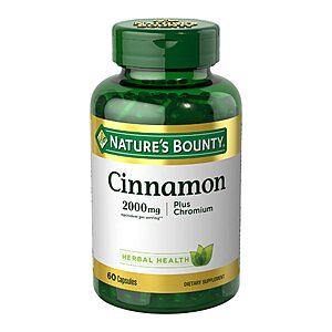 $2.99 /w S&S: Nature’s Bounty Cinnamon 2000mg Plus Chromium, Sugar Metabolism Support Supplement, 60 Capsules at Amazon