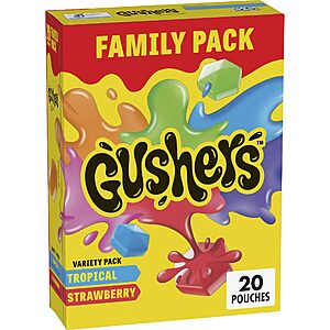 $5.98: 20-Count Gushers Fruit Flavored Snacks Variety Pack (Strawberry and Tropical) $5.68