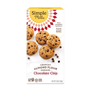 5.5-Oz Simple Mills Almond Flour Crunchy Cookies (Chocolate Chip) $2.15