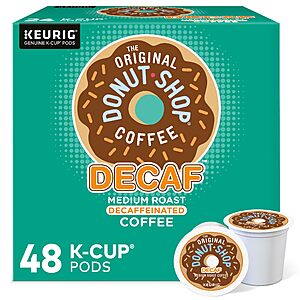 $18.99 /w S&S: The Original Donut Shop Decaf Keurig Single-Serve K-Cup Pods, Medium Roast Coffee, 48 Count (Pack of 1)