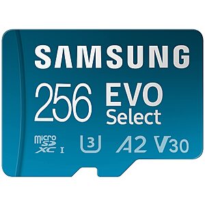 256GB Samsung EVO Select microSDXC UHS-I U3 A2 V30 Memory Card w/ Adapter $18