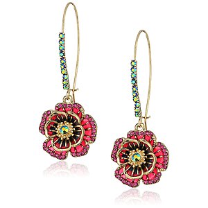 $12.95: Betsey Johnson Rose Dangle Earring Color