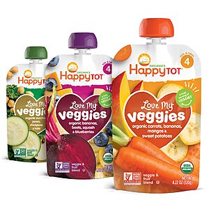 $12.36 /w S&S: Happy Tot Organics Love My Veggies Stage 4, 3 Flavor Variety Pack, 4.22 Ounce Pouch (Pack of 16)