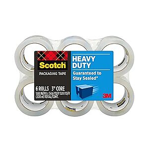 6-Pack Scotch Heavy Duty Packaging Tapes (1.88" x 54.6 yd) $12.40 w/ Subscribe & Save