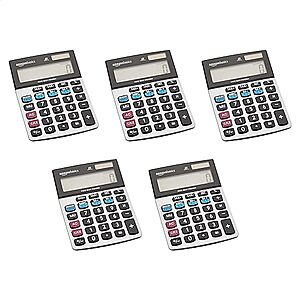 $12.40: Amazon Basics LCD 8-Digit Desktop Calculator, Silver - 5 Pack