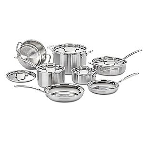 12-Piece Cuisinart MultiClad Pro Triple-Ply Stainless Cookware Set (Silver) $176 +Free Shipping