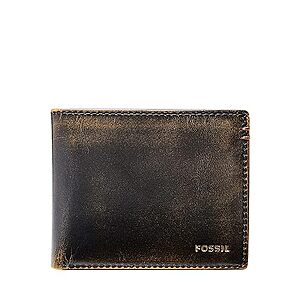 $30.00: Fossil Men's Wade Leather Bifold with Flip ID Wallet, Black, (Model: ML3882001)