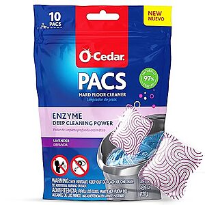 $6.62 /w S&S: O-Cedar PACS Hard Floor Cleaner, Lavender Scent 10 Count (1-Pack)