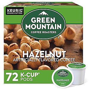 $21.37 /w S&S: Green Mountain Coffee Roasters Hazelnut Keurig Single-Serve K-Cup pods, Light Roast Coffee, 72 Count