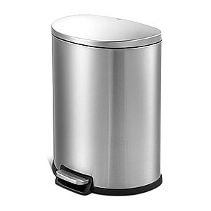 $40.53: QUALIAZERO 50L/13Gal Heavy Duty Hands-Free Stainless Steel Commercial/Kitchen Step Trash Can