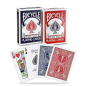 $3.59: Bicycle Standard Rider Back Playing Cards, 2 Decks of Playing Cards, Red and Blue
