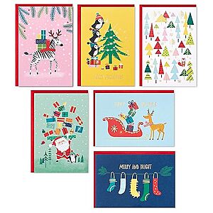 $6.96: Hallmark Boxed Christmas Cards Assortment, Colorful Vintage (6 Designs, 24 Cards with Envelopes)