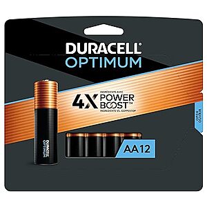 $3.87 /w S&S: Duracell Optimum AA Batteries with Power Boost Ingredients, 12 Count Pack