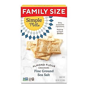 $3.43 /w S&S: Simple Mills Almond Flour Crackers, Family Size, Fine Ground Sea Salt, 7 Ounce