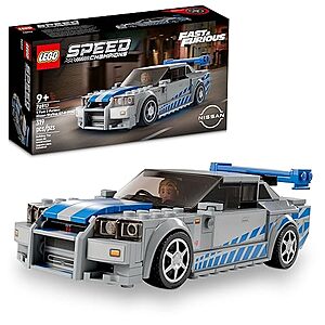 $20.00: 319-Piece LEGO Speed Champions 2 Fast 2 Furious Nissan Skyline GT-R 34 Kit (76917)
